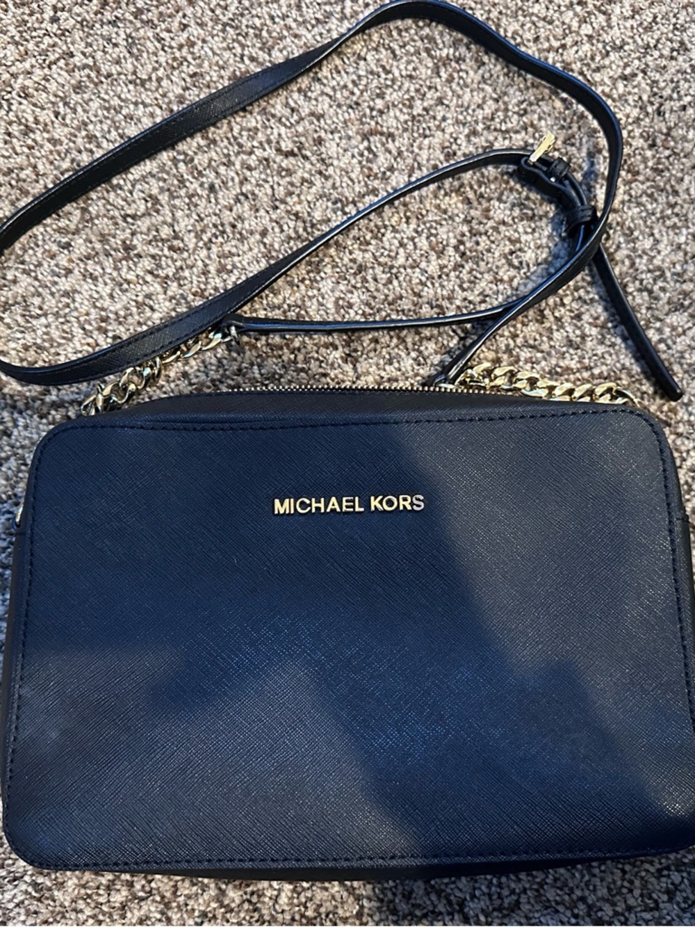 Michael Kors Navy Crossbody Bag with Gold Hardware